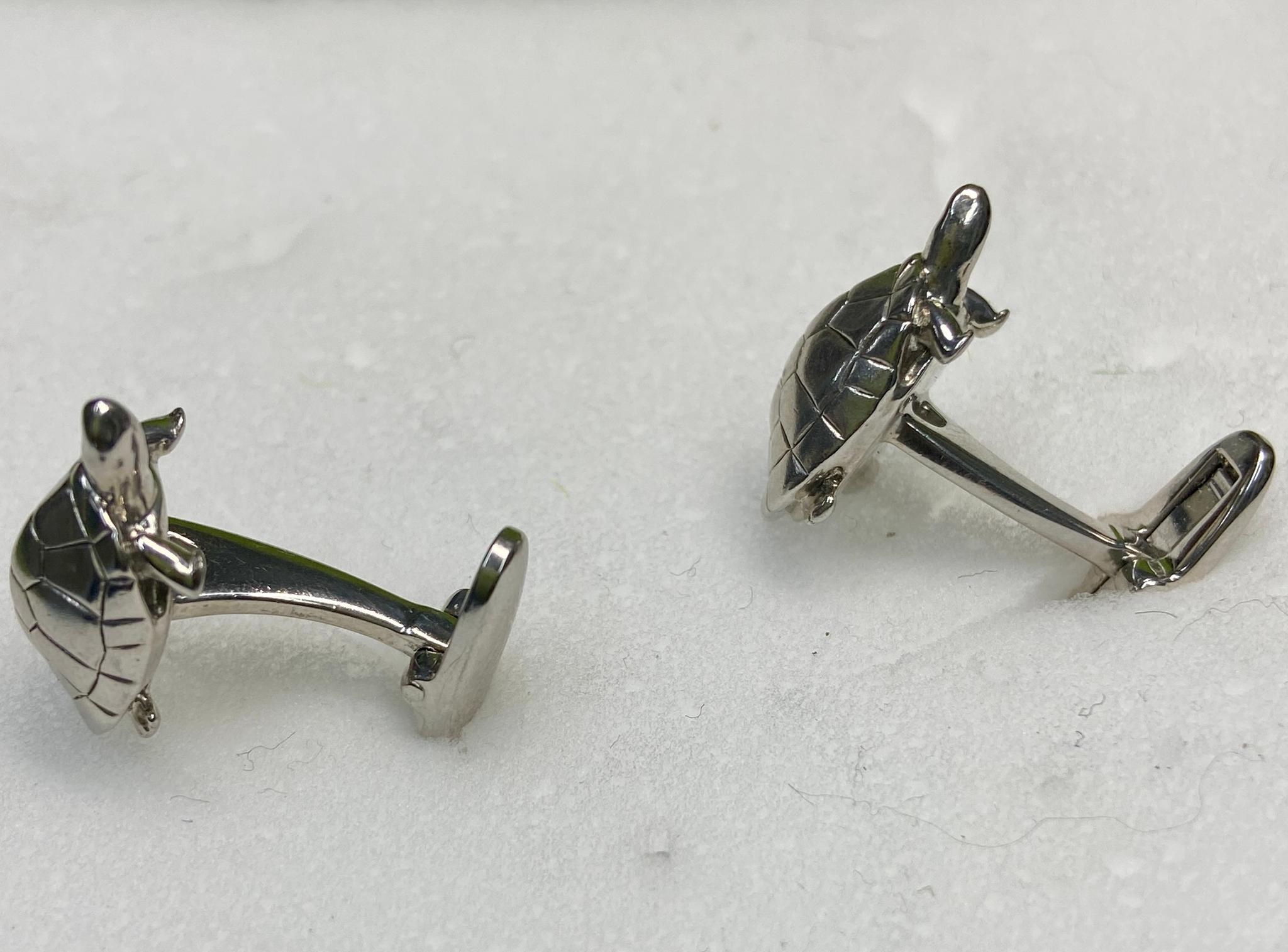 亀さんカフスボタンロジウムメッキ仕様